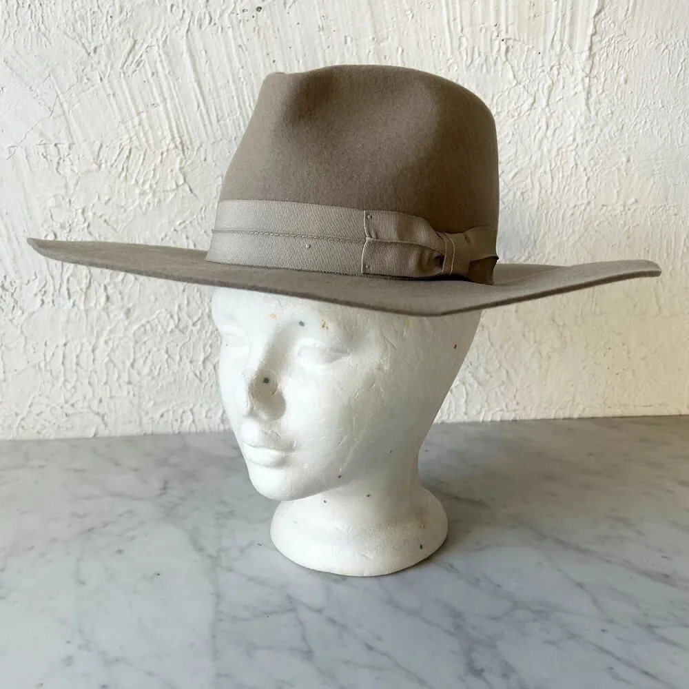 Wyeth Wide Brim Women's Lila Fedora Hat Brown Wool Ribbon Band One Size